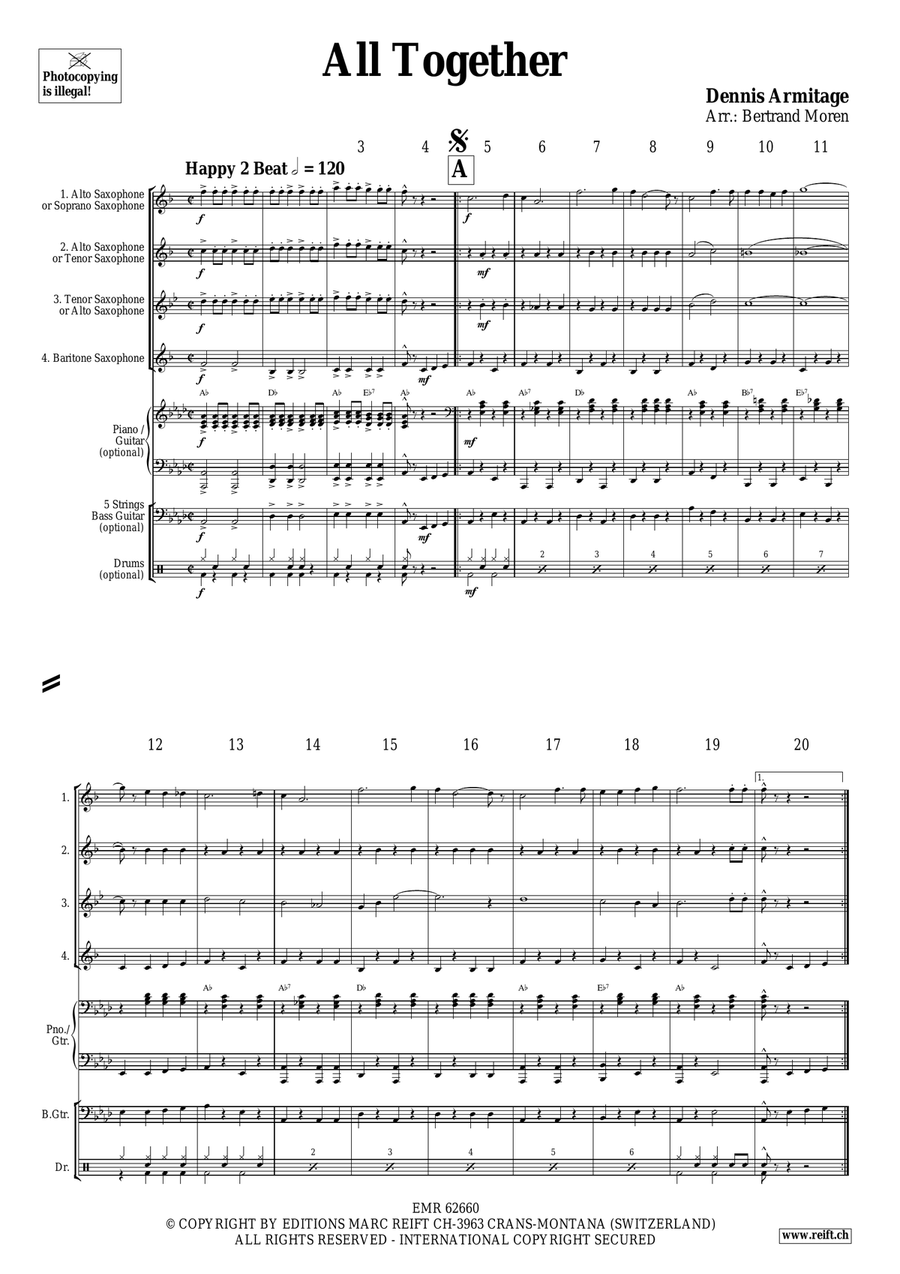 All Together All Together Saxophone Quartet scores gallery preview page 4