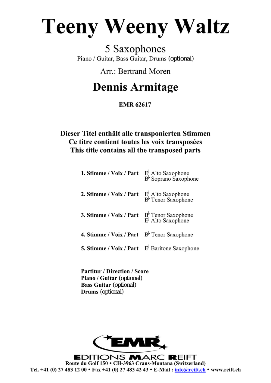 Teeny Weeny Waltz Teeny Weeny Waltz Saxophone Quintet scores gallery preview page 2