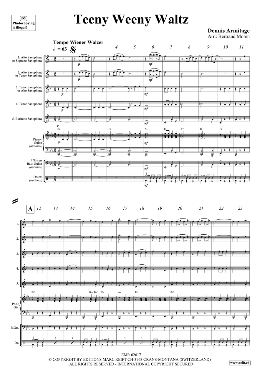 Teeny Weeny Waltz Teeny Weeny Waltz Saxophone Quintet scores gallery preview page 4