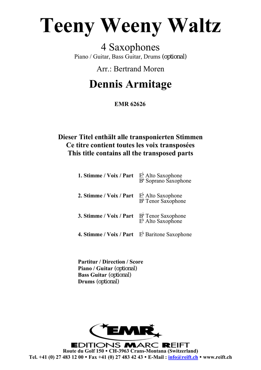 Teeny Weeny Waltz Teeny Weeny Waltz Saxophone Quartet scores gallery preview page 2