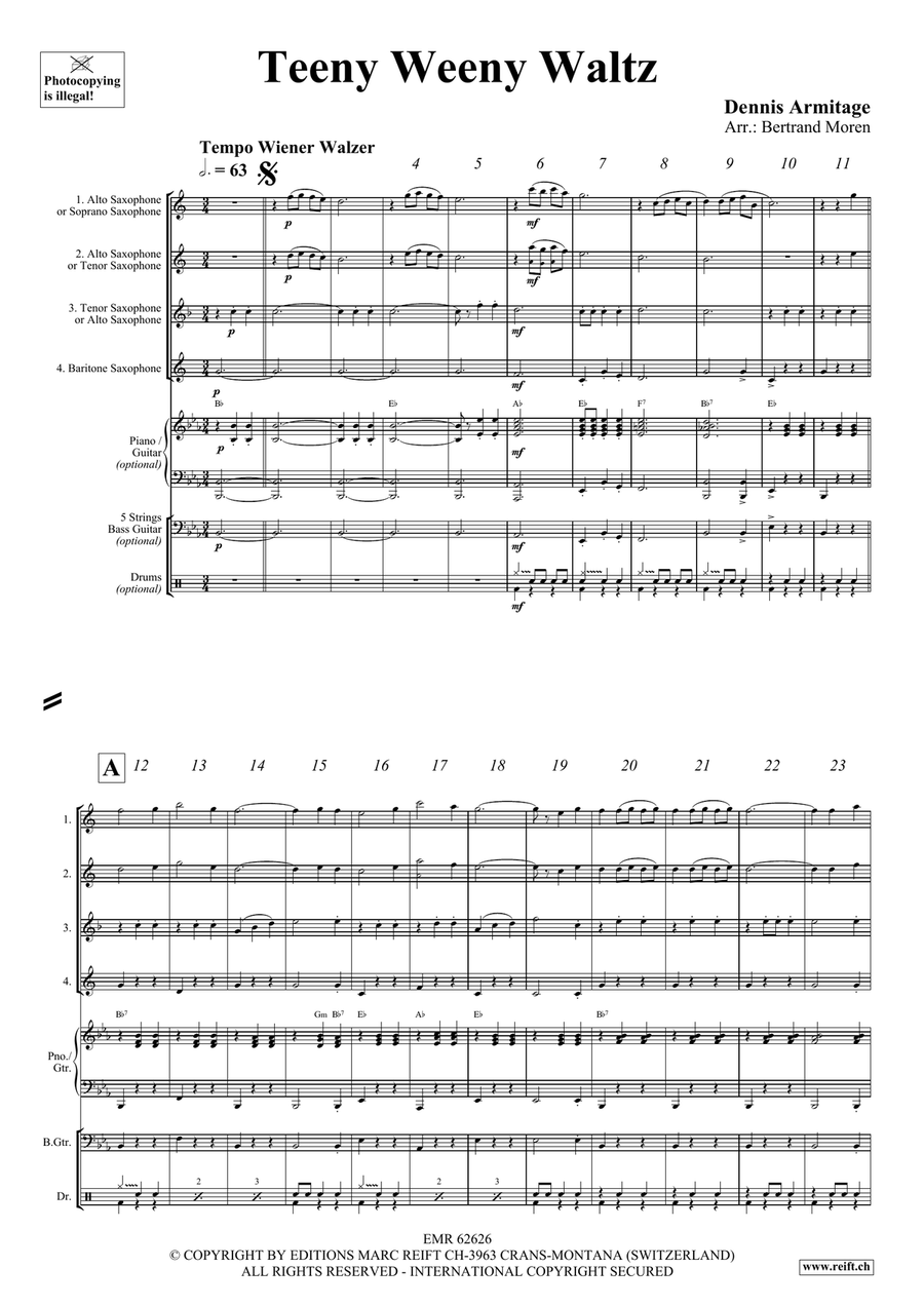 Teeny Weeny Waltz Teeny Weeny Waltz Saxophone Quartet scores gallery preview page 4