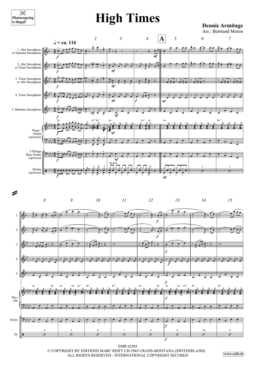 High Times High Times Saxophone Quintet scores gallery preview page 4