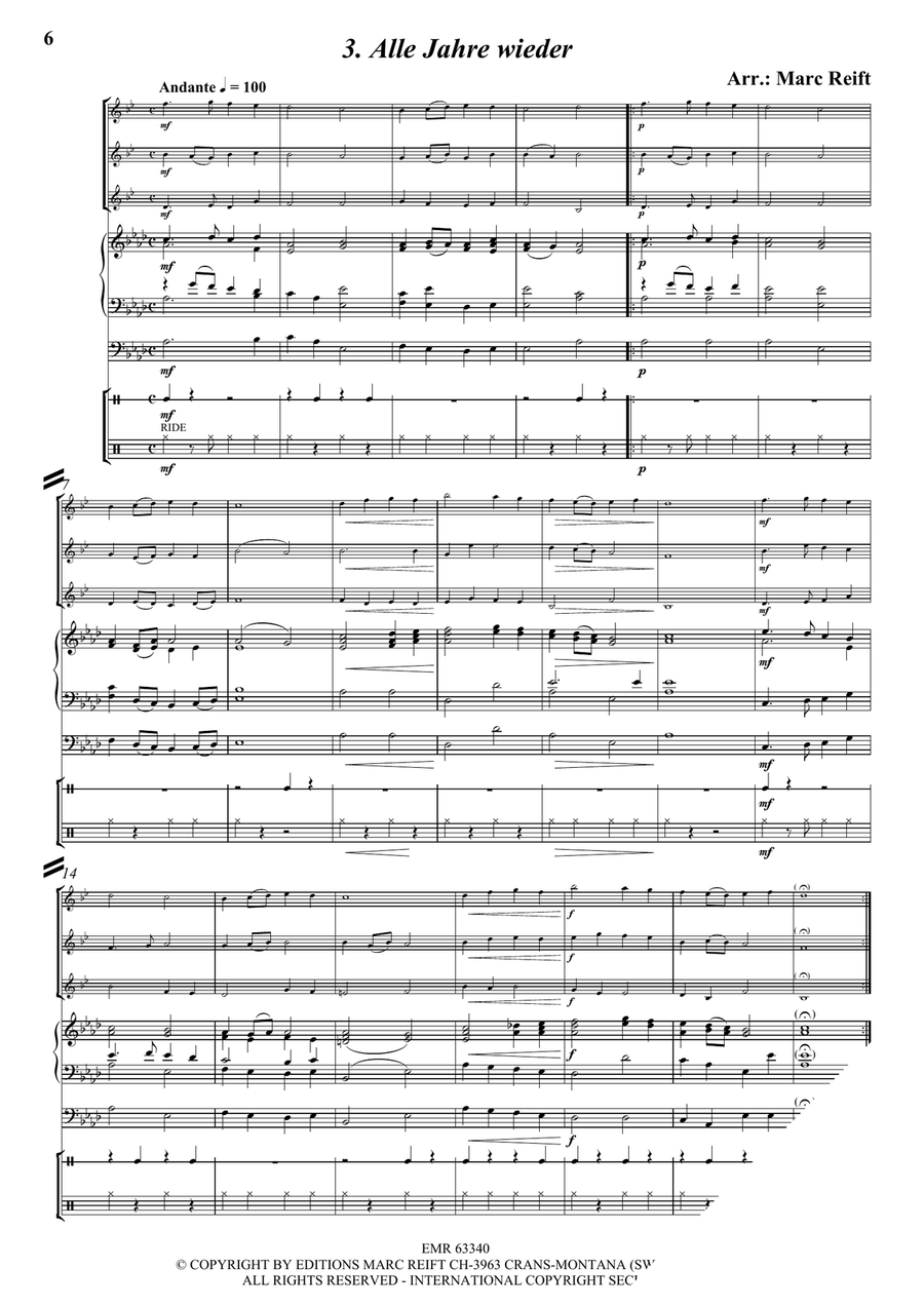 35 Easy Christmas Trios Bass Clarinet scores gallery preview page 5