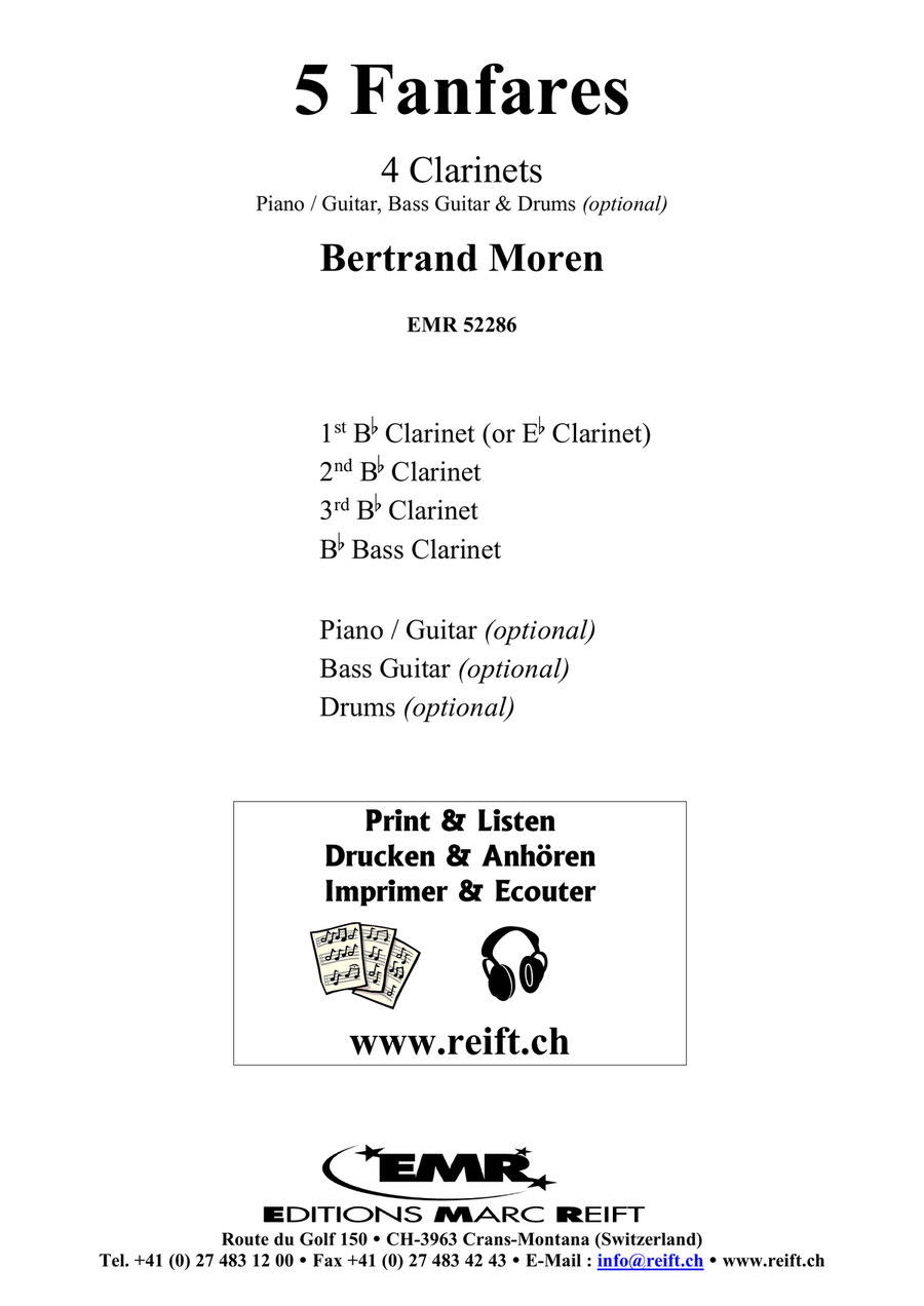 5 Fanfares 5 Fanfares Clarinet Quartet scores gallery preview page 2