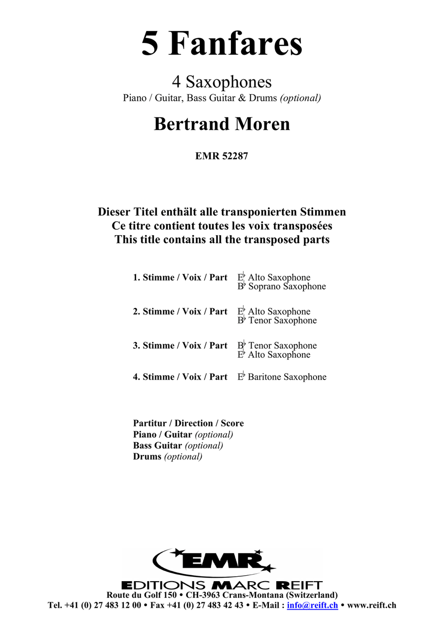 5 Fanfares 5 Fanfares Saxophone Quartet scores gallery preview page 2