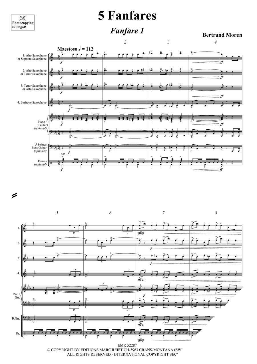 5 Fanfares 5 Fanfares Saxophone Quartet scores gallery preview page 4