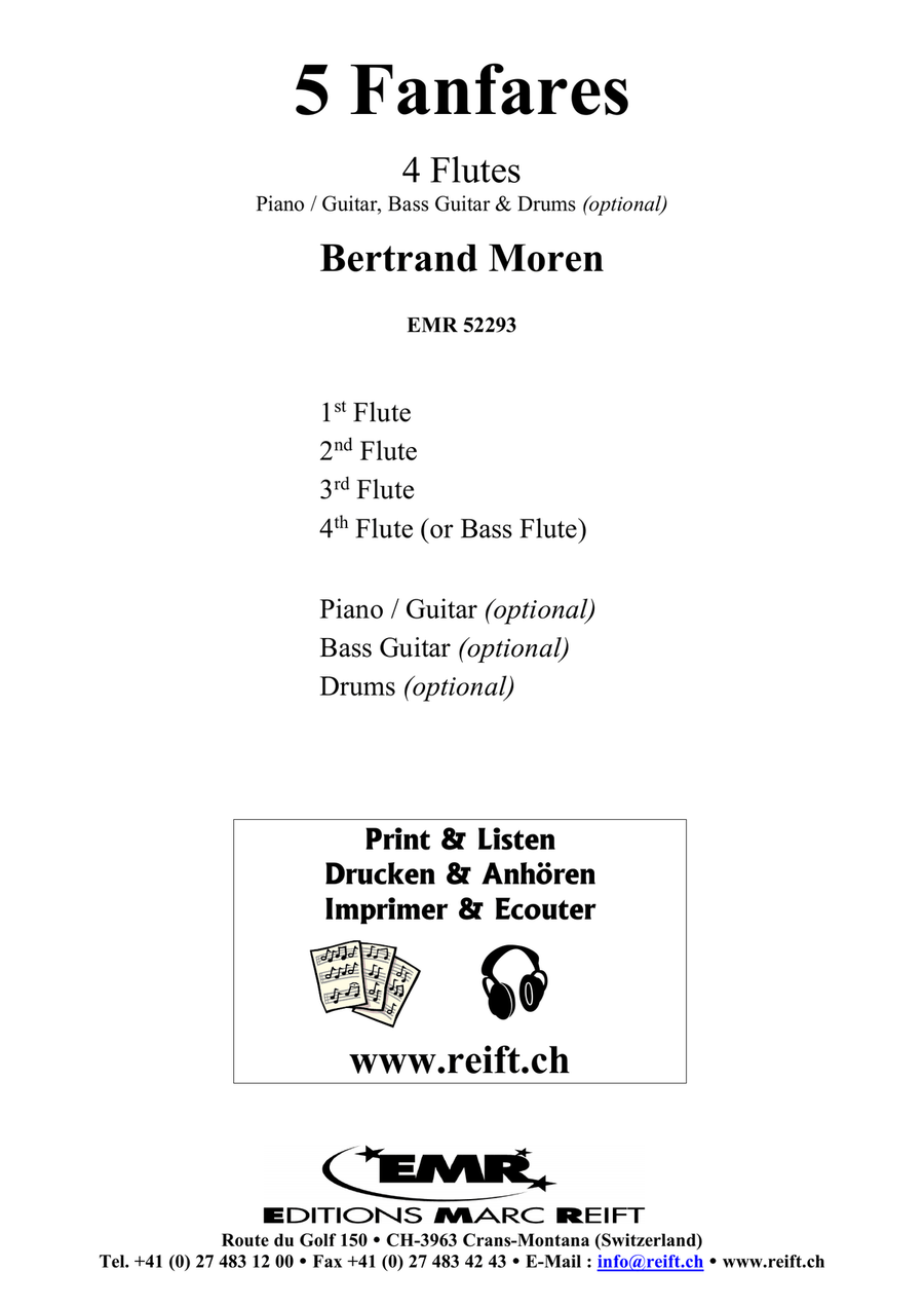 5 Fanfares Flute Quartet scores gallery preview page 2