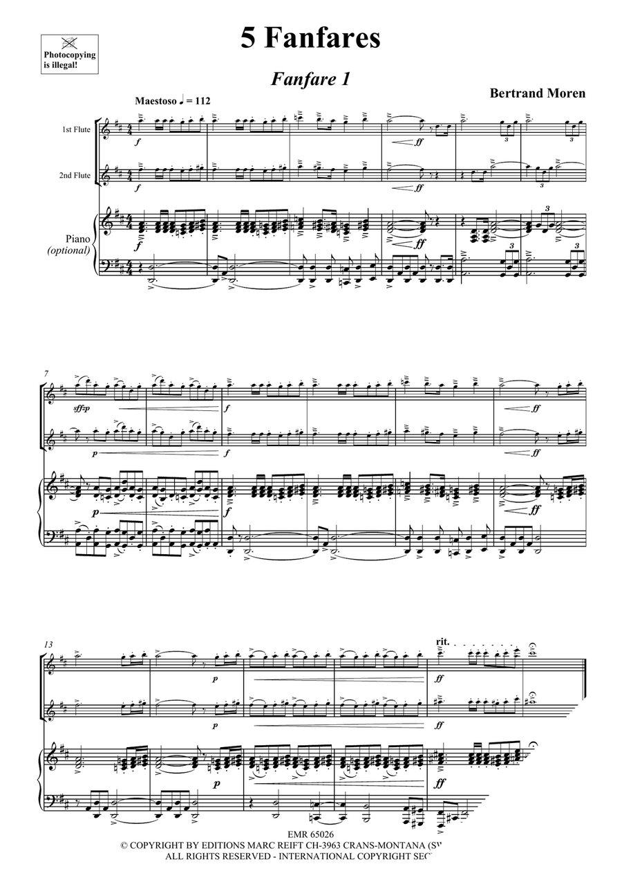 5 Fanfares 5 Fanfares Flute Duet scores gallery preview page 4