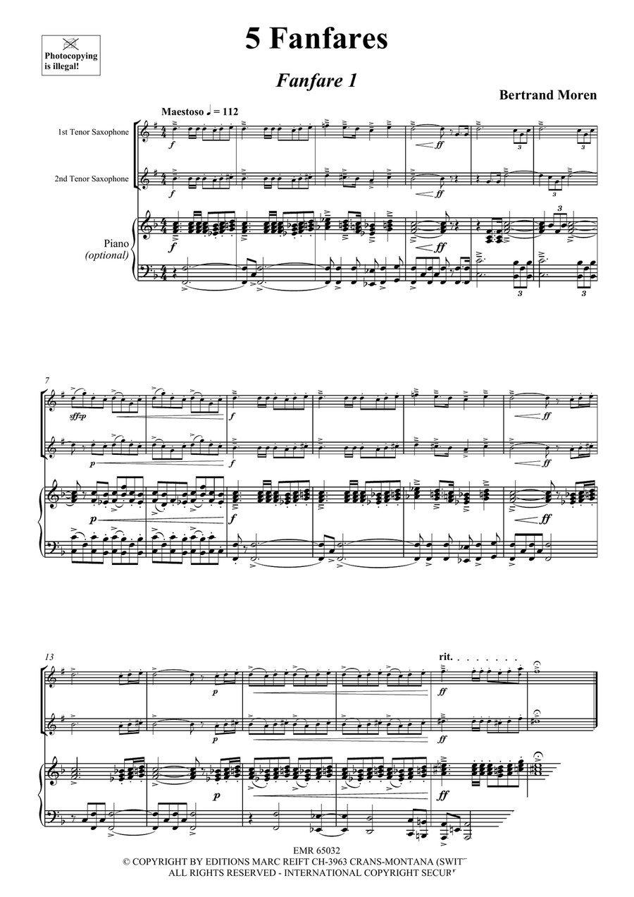 5 Fanfares 5 Fanfares Tenor Saxophone scores gallery preview page 4