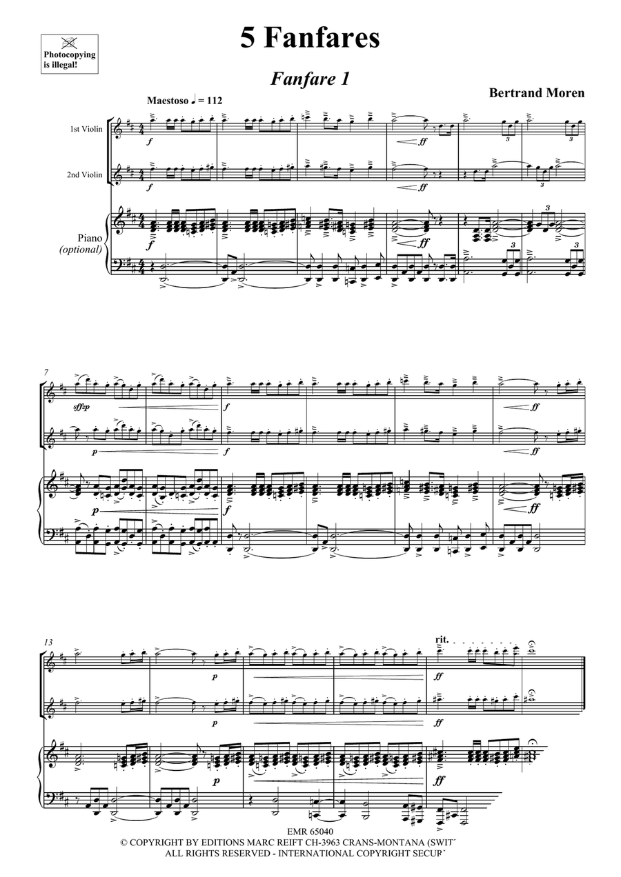 5 Fanfares 5 Fanfares Violin scores gallery preview page 4
