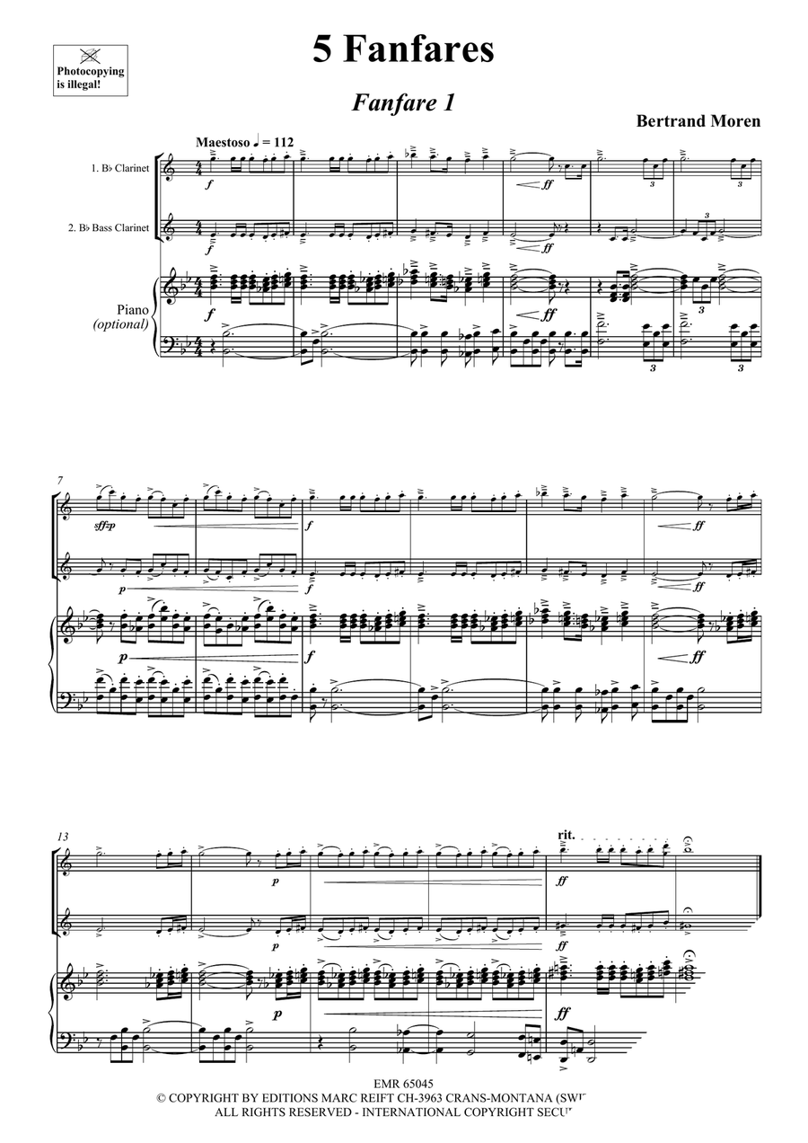 5 Fanfares 5 Fanfares Bass Clarinet scores gallery preview page 4