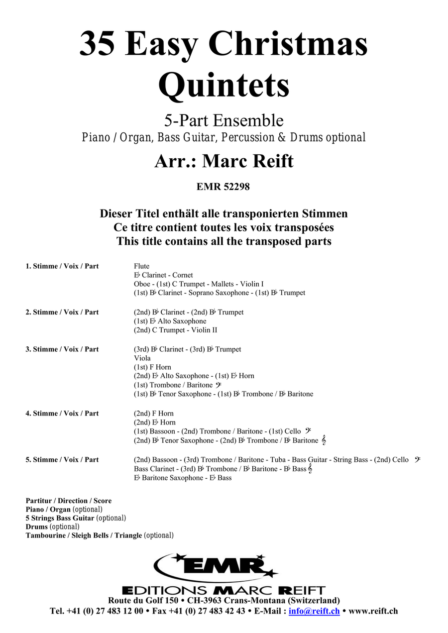 35 Easy Christmas Quintets Score scores gallery preview page 2