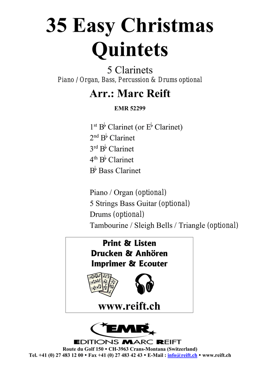 35 Easy Christmas Quintets Clarinet Quintet scores gallery preview page 2