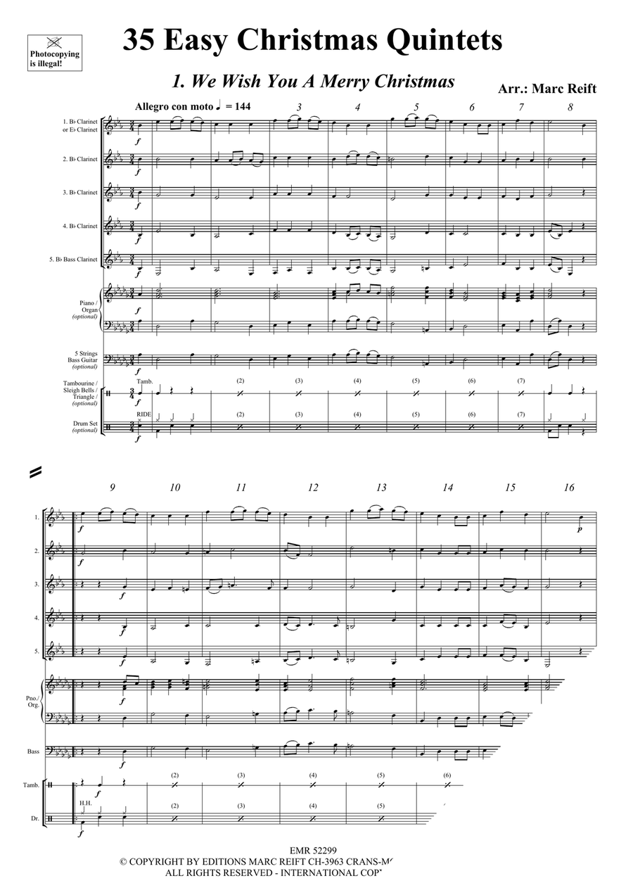35 Easy Christmas Quintets Clarinet Quintet scores gallery preview page 3