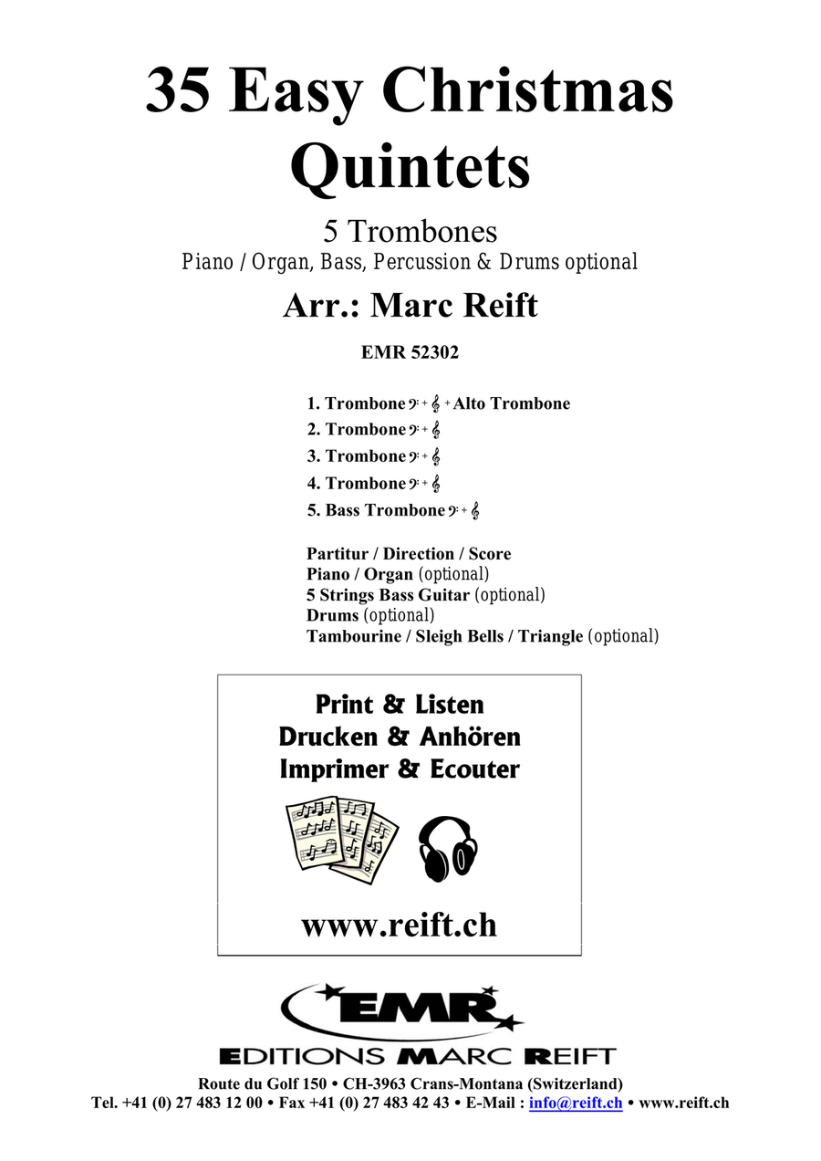 35 Easy Christmas Quintets Trombone scores gallery preview page 2