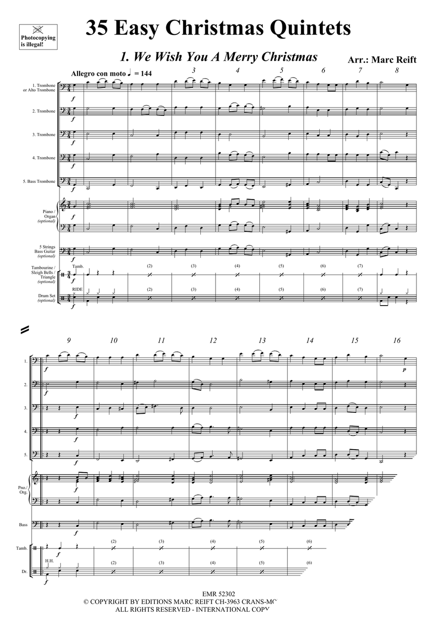 35 Easy Christmas Quintets Trombone scores gallery preview page 3