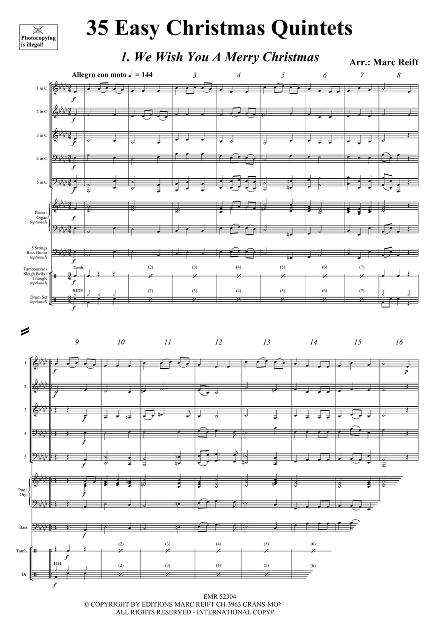 35 Easy Christmas Quintets Brass Quintet scores gallery preview page 3
