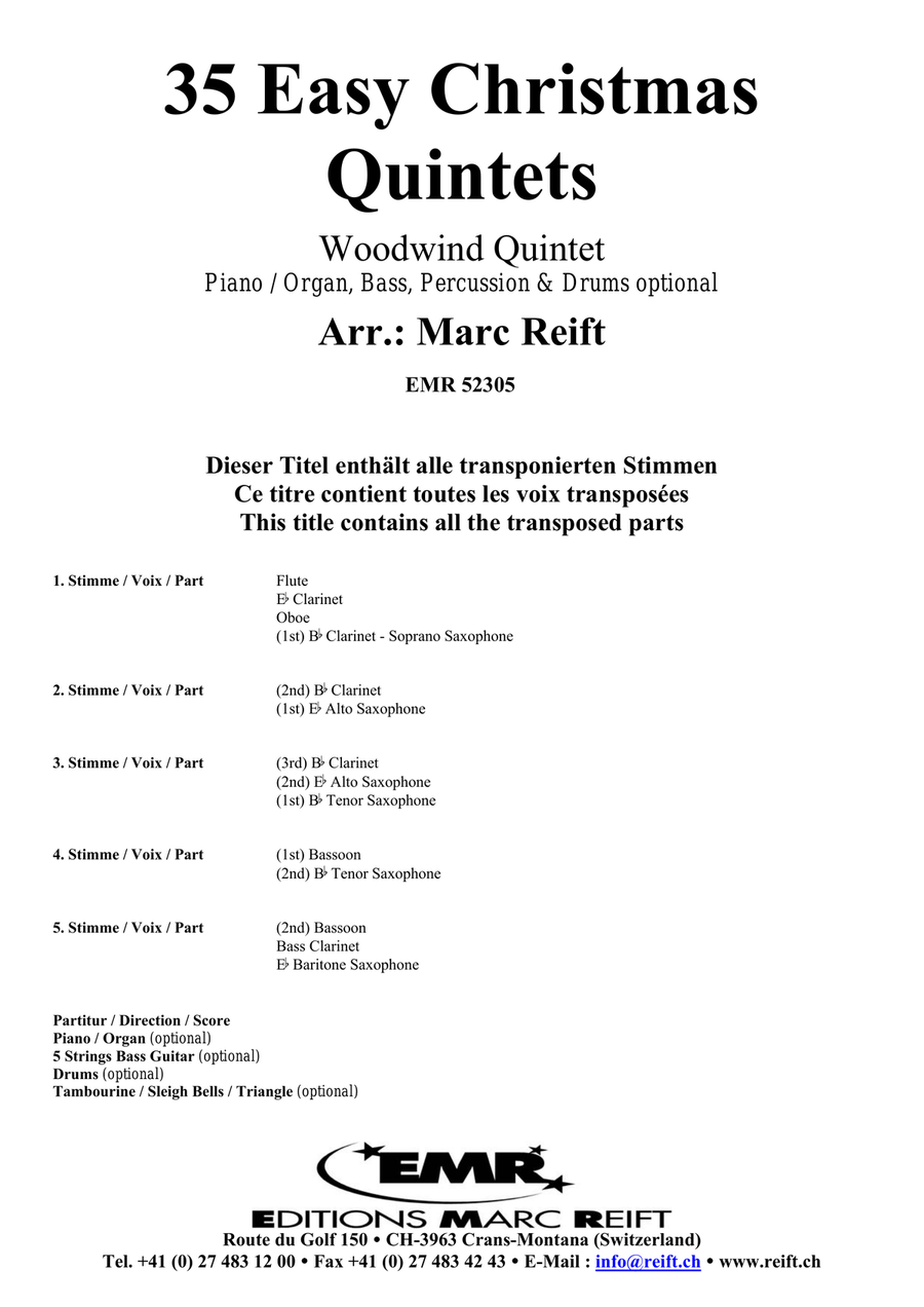 35 Easy Christmas Quintets Woodwind Quintet scores gallery preview page 2