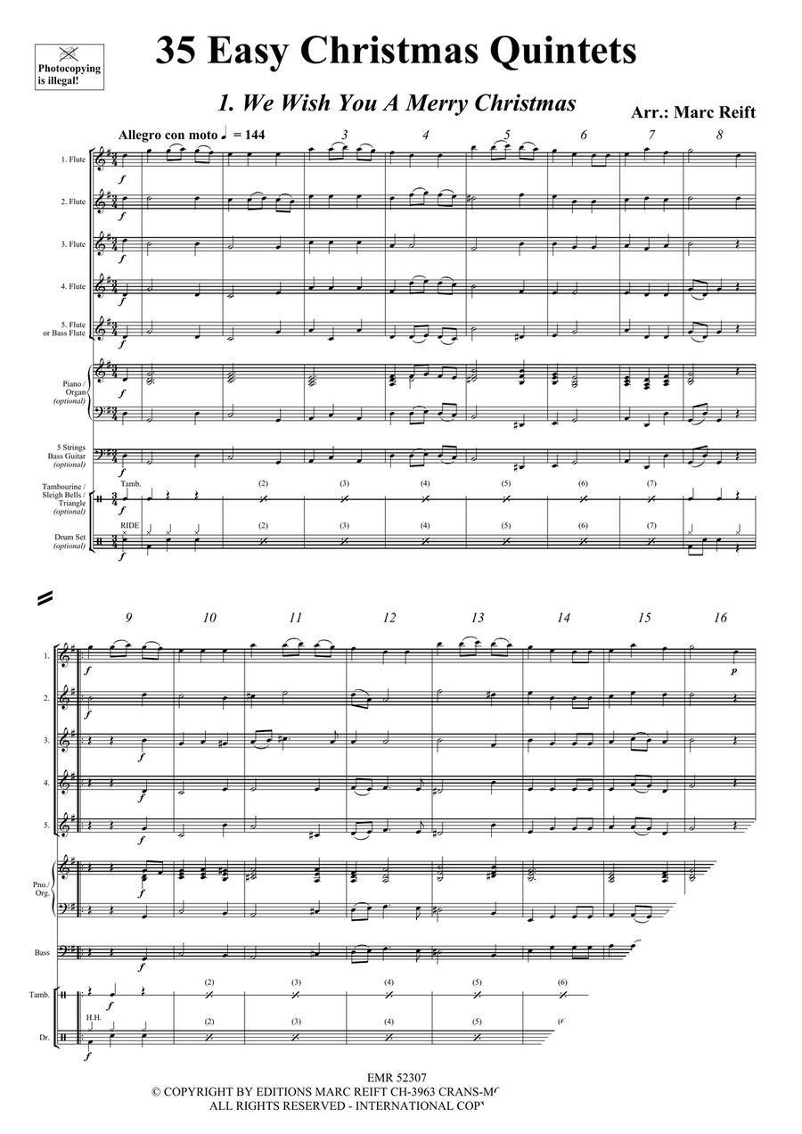35 Easy Christmas Quintets Flute scores gallery preview page 3