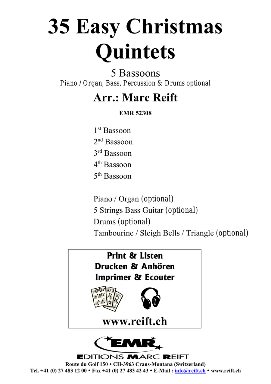 35 Easy Christmas Quintets Bassoon scores gallery preview page 2