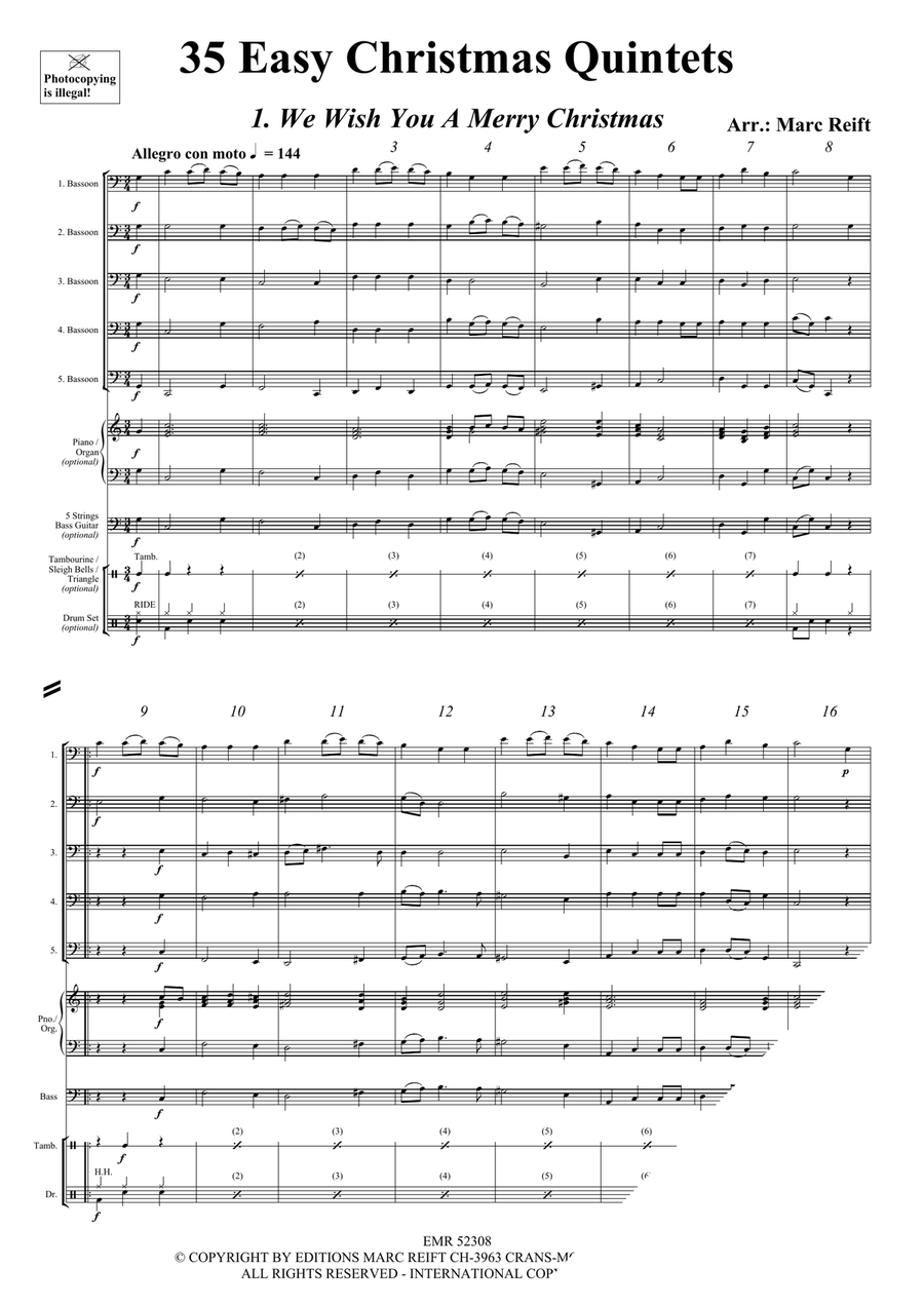 35 Easy Christmas Quintets Bassoon scores gallery preview page 3