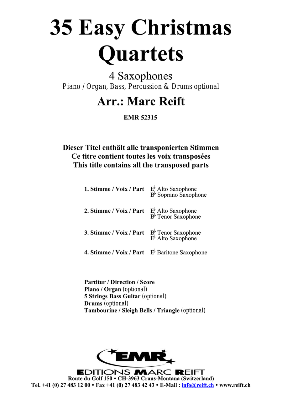 35 Easy Christmas Quartets Saxophone Quartet scores gallery preview page 2