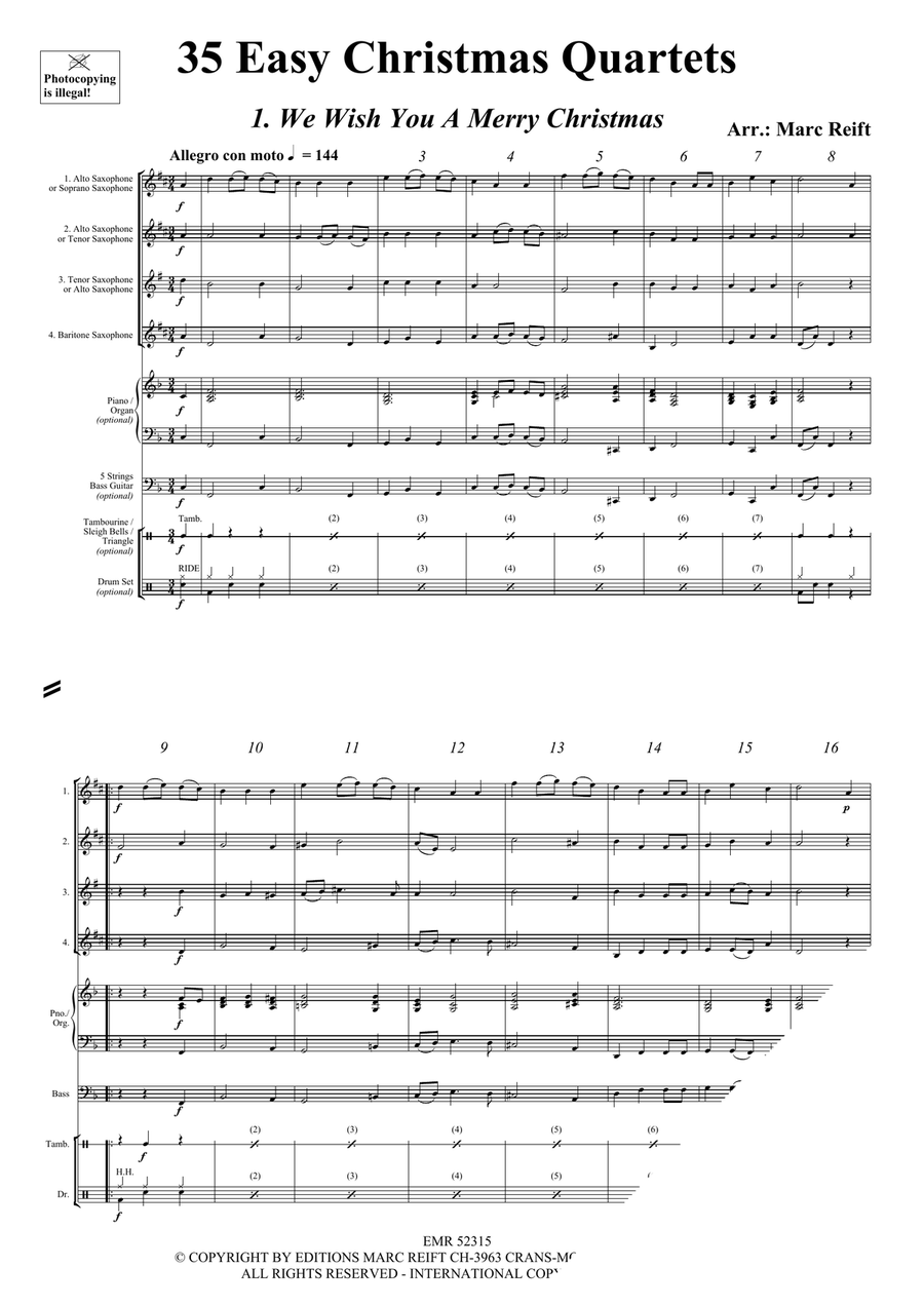 35 Easy Christmas Quartets Saxophone Quartet scores gallery preview page 3