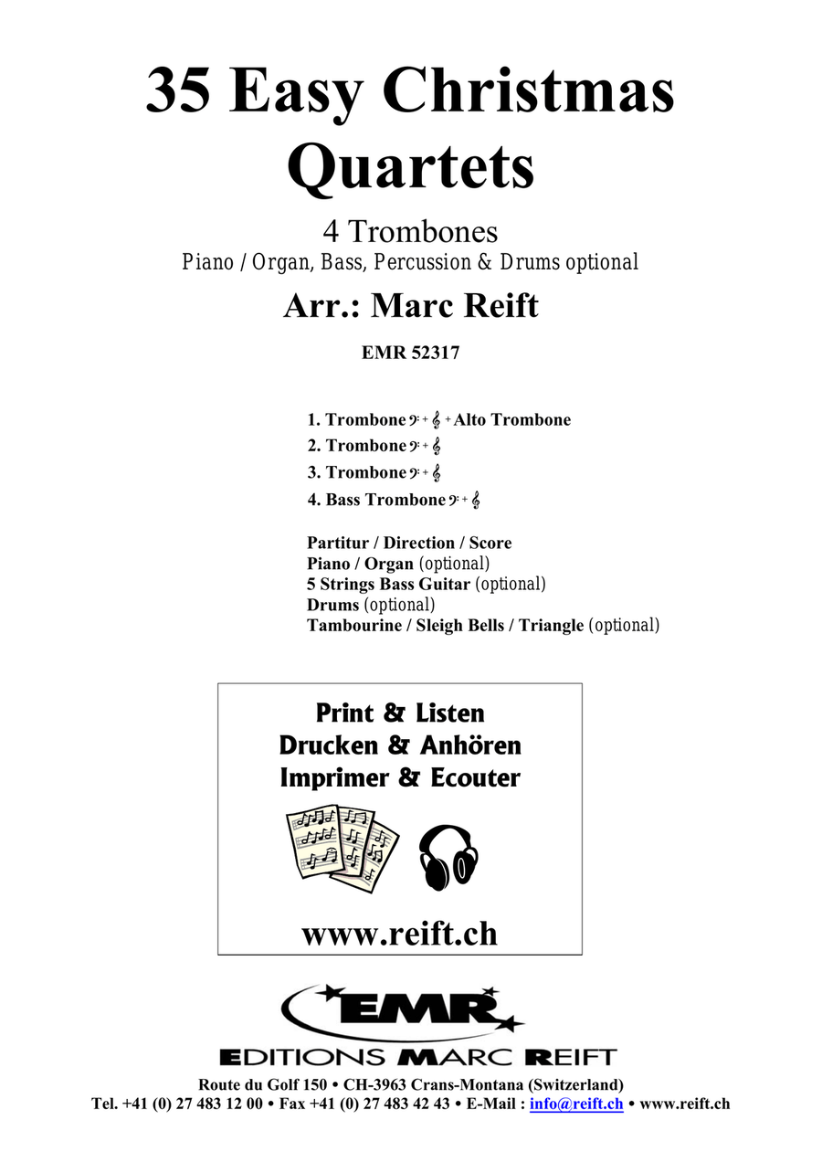 35 Easy Christmas Quartets Trombone Quartet scores gallery preview page 2