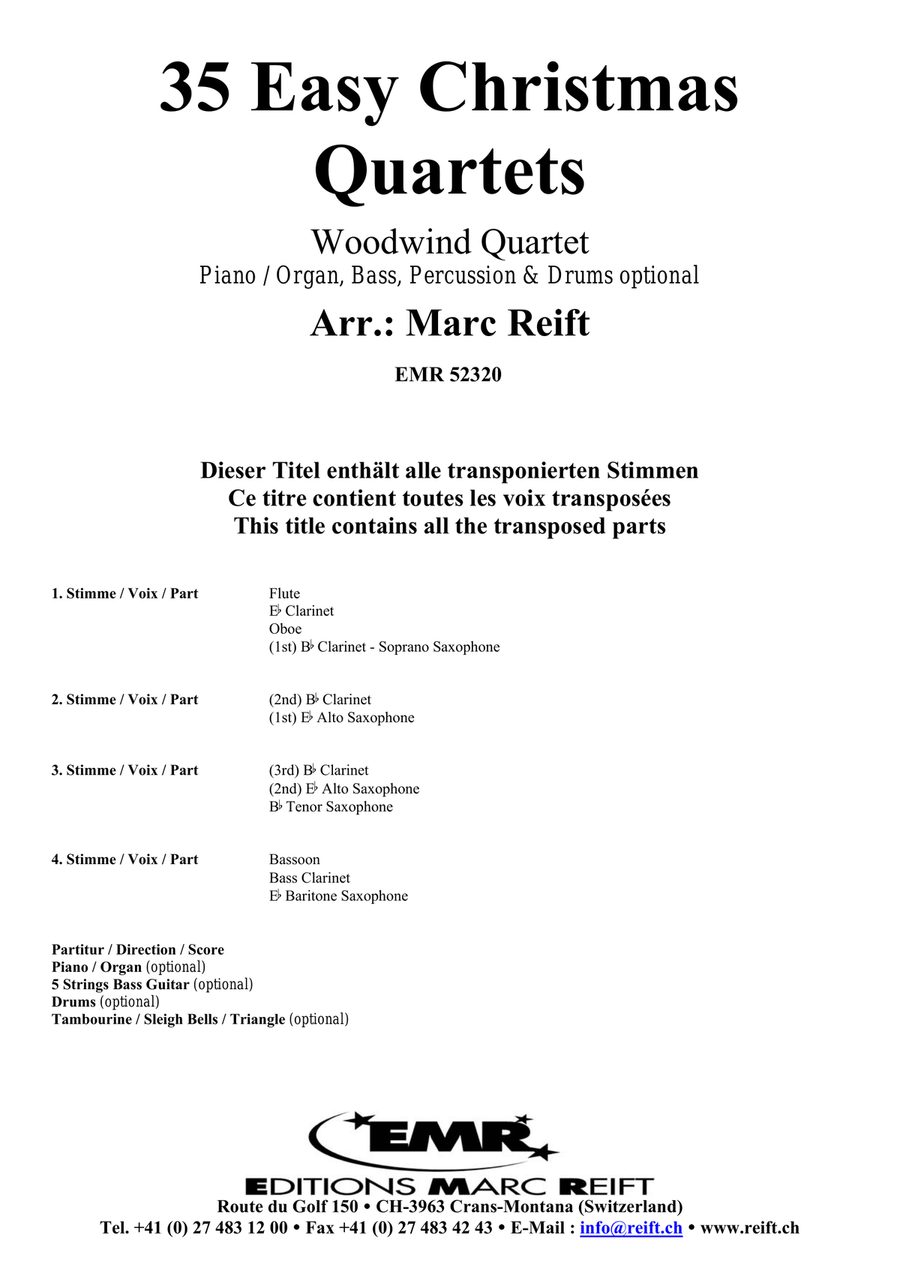 35 Easy Christmas Quartets Woodwind Quartet scores gallery preview page 2