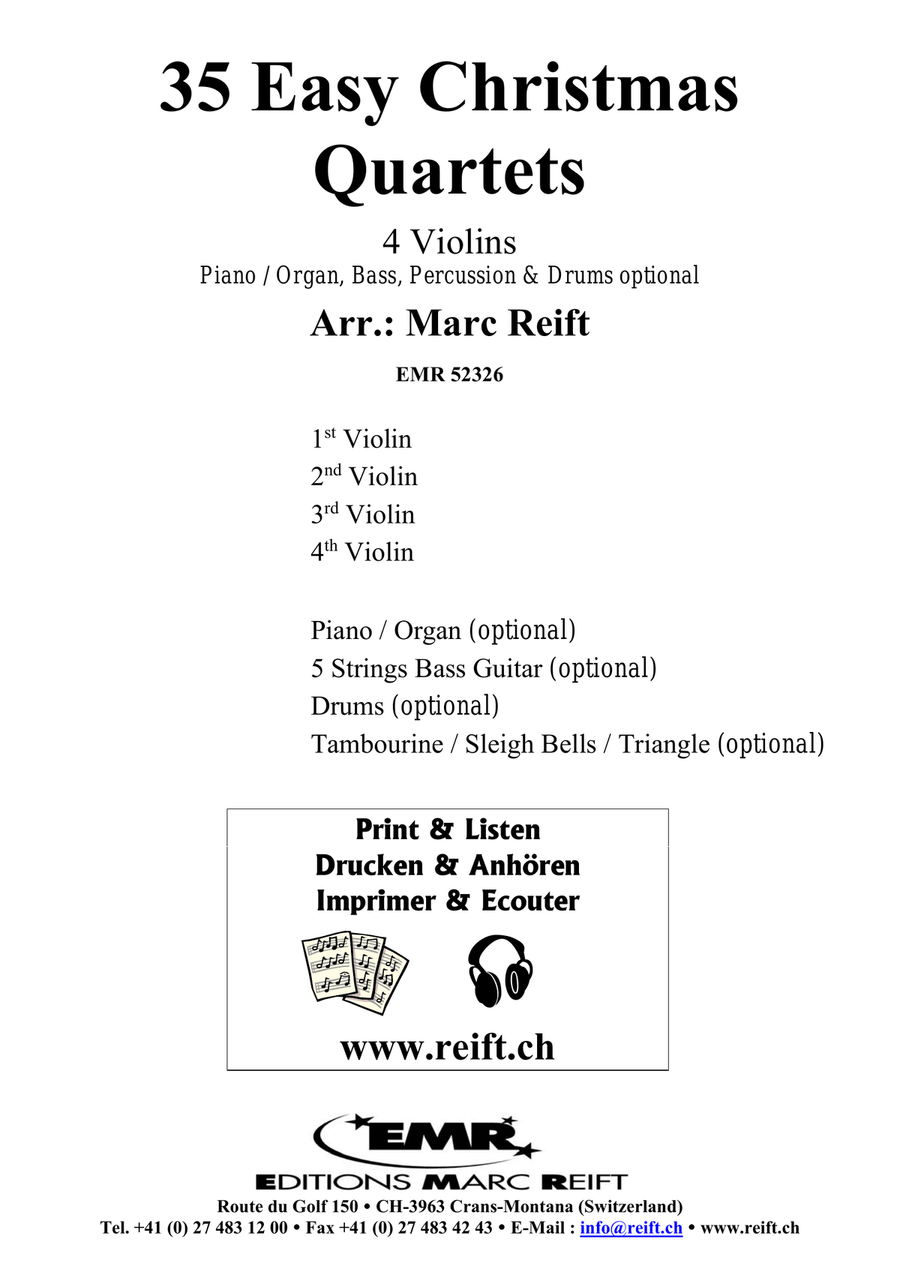 35 Easy Christmas Quartets Violin scores gallery preview page 2
