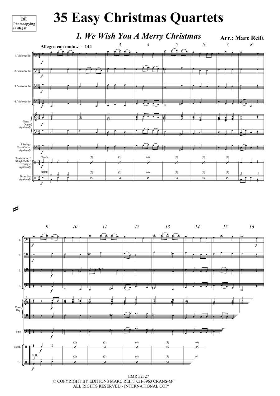 35 Easy Christmas Quartets Cello scores gallery preview page 3