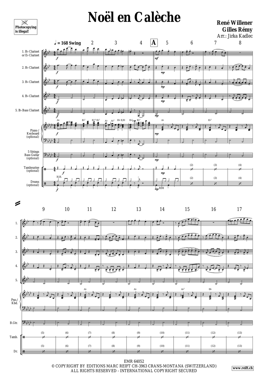 Noël en Calèche Noël en Calèche Clarinet Quintet scores gallery preview page 3