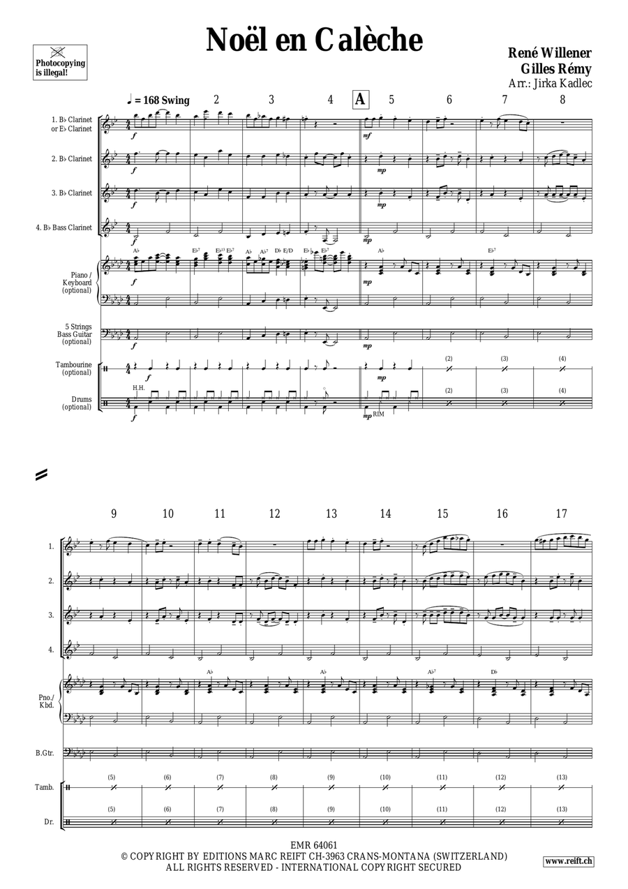 Noël en Calèche Noël en Calèche Clarinet Quartet scores gallery preview page 3