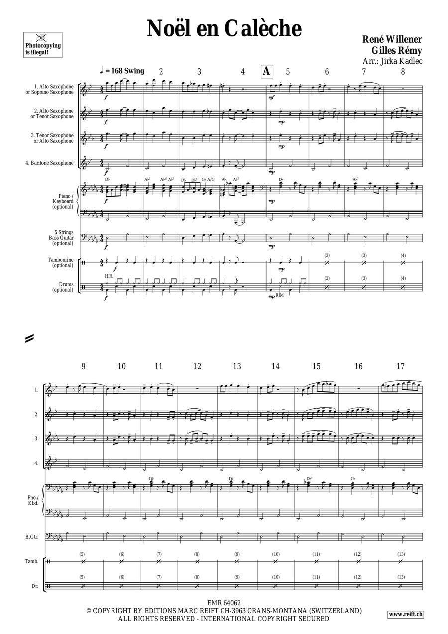 Noël en Calèche Noël en Calèche Saxophone Quartet scores gallery preview page 3