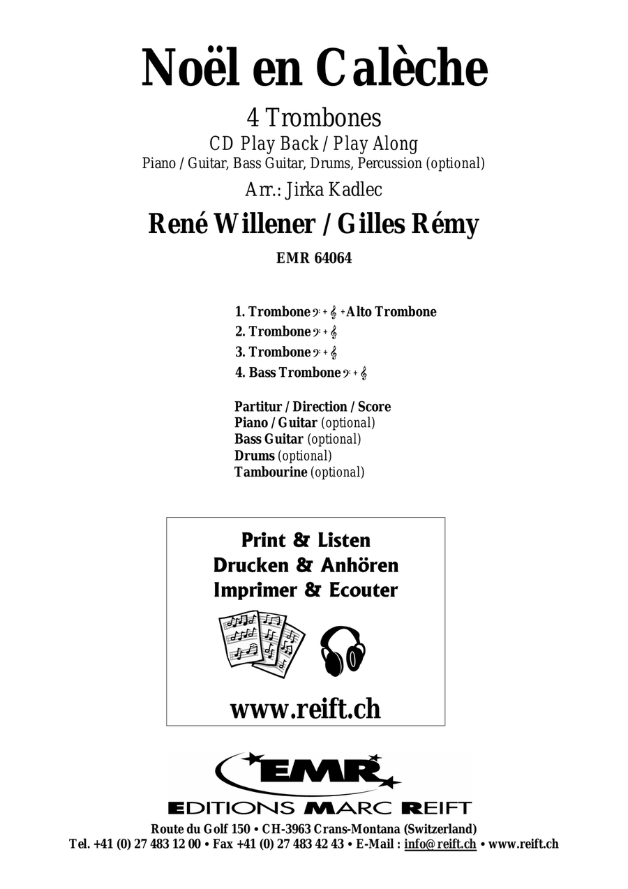 Noël en Calèche Noël en Calèche Trombone Quartet scores gallery preview page 2