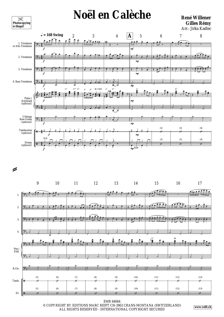 Noël en Calèche Noël en Calèche Trombone Quartet scores gallery preview page 3
