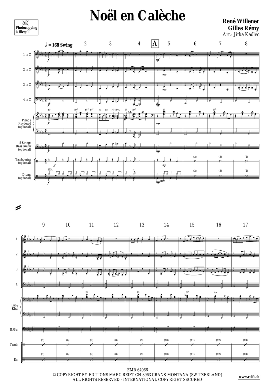 Noël en Calèche Noël en Calèche Brass Quartet scores gallery preview page 3