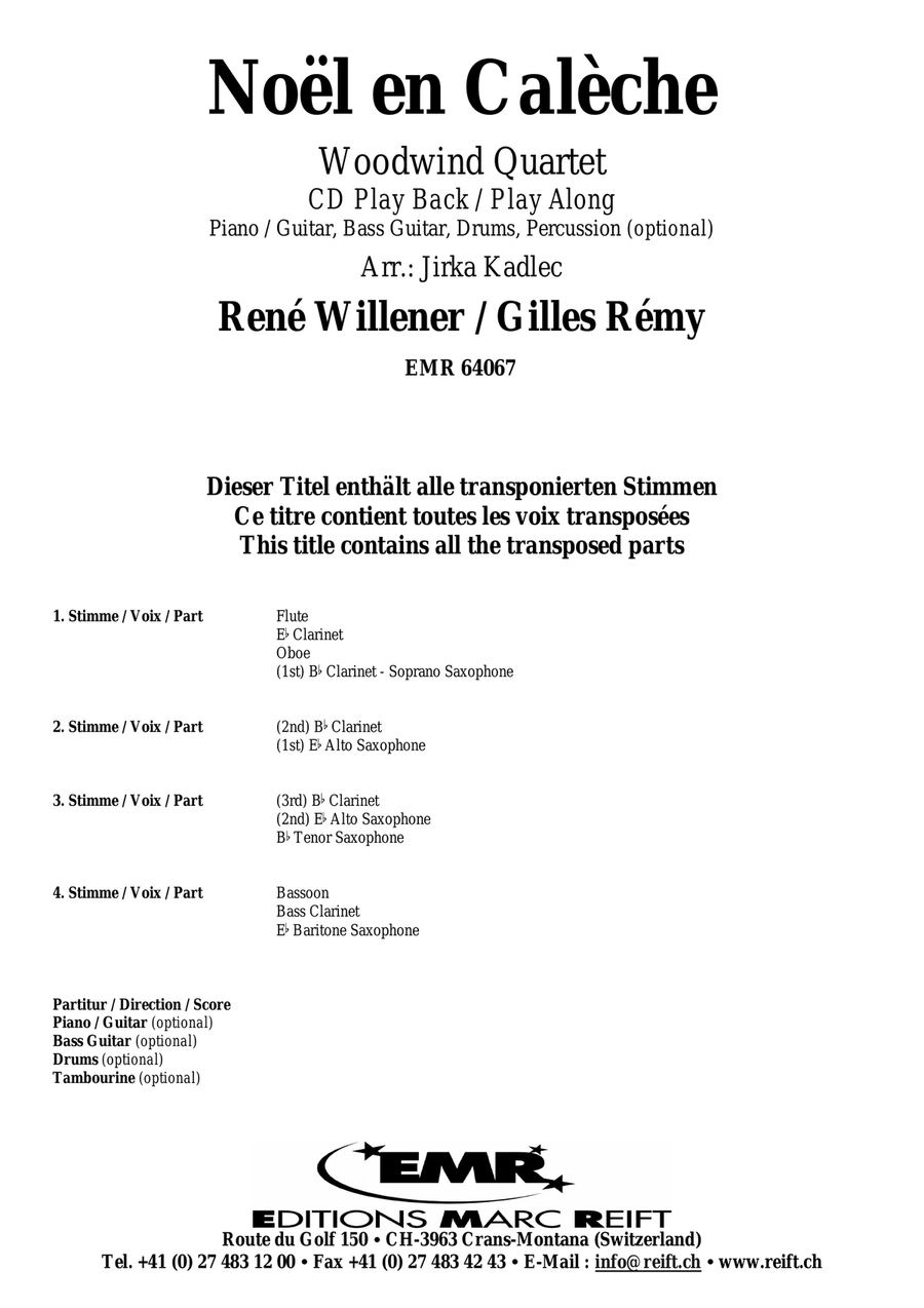 Noël en Calèche Noël en Calèche Woodwind Quartet scores gallery preview page 2