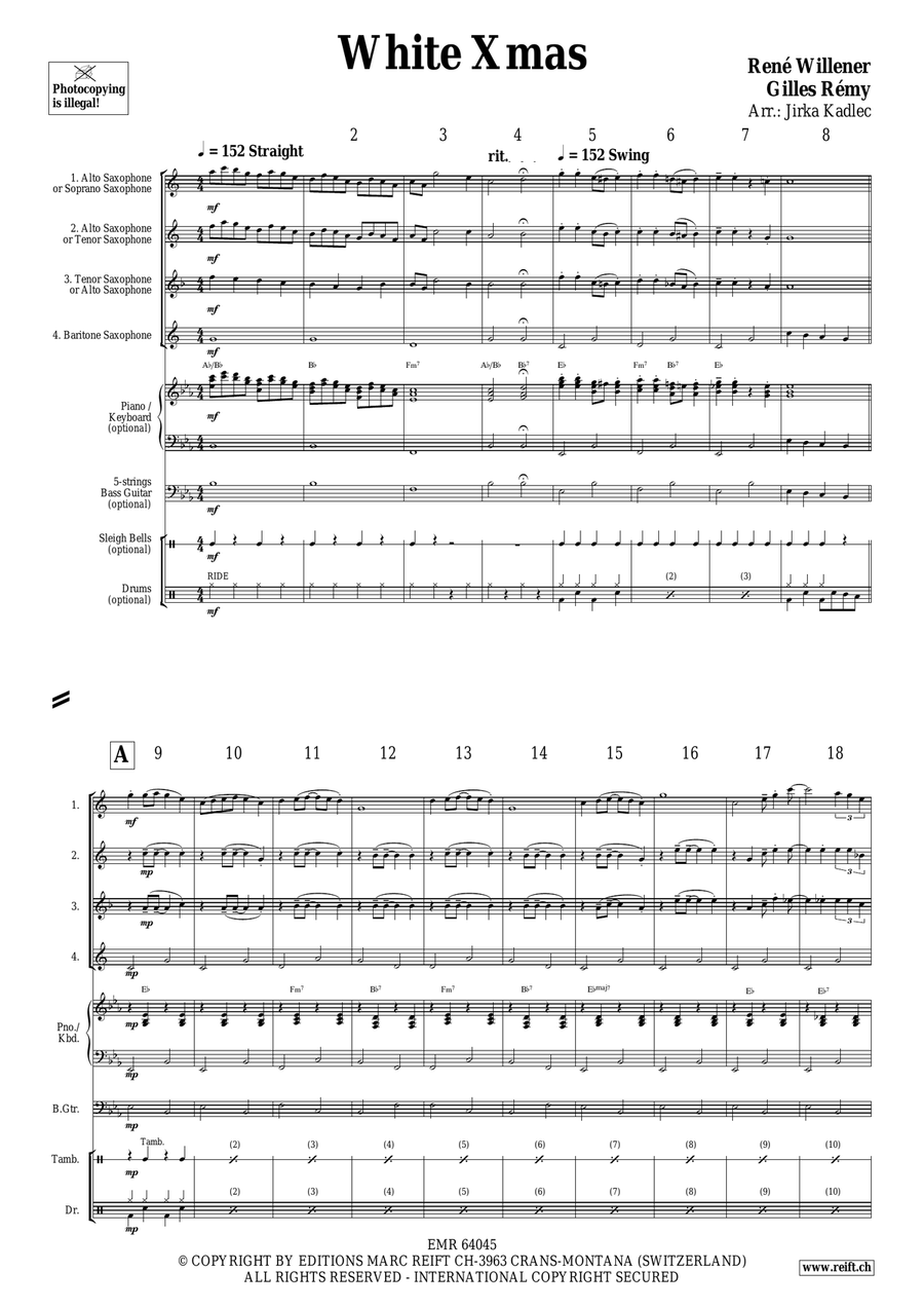 White Xmas White Xmas Saxophone Quartet scores gallery preview page 3