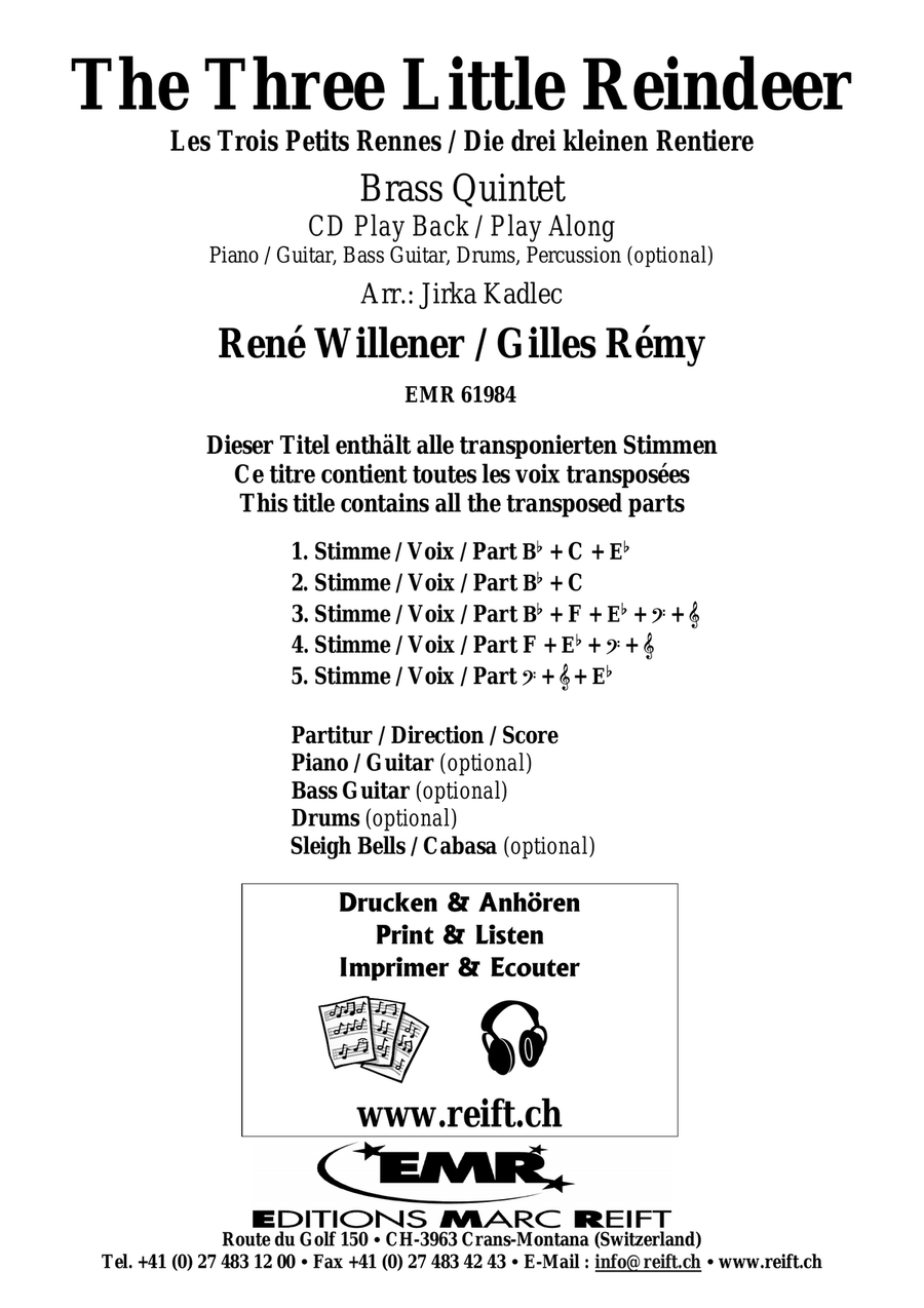The Three Little Reindeer Brass Quintet scores gallery preview page 2
