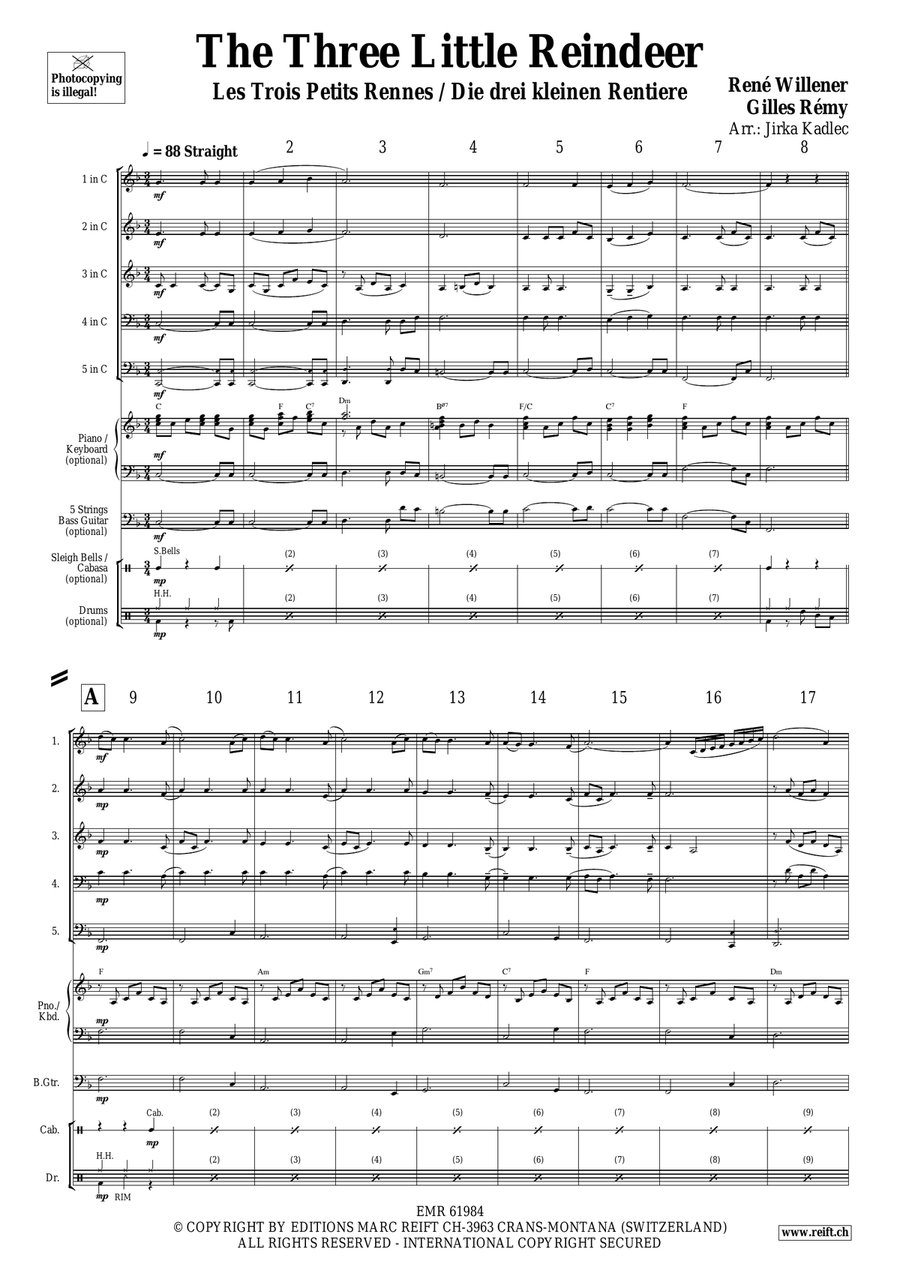 The Three Little Reindeer Brass Quintet scores gallery preview page 3