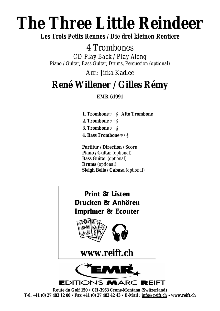 The Three Little Reindeer Trombone Quartet scores gallery preview page 2