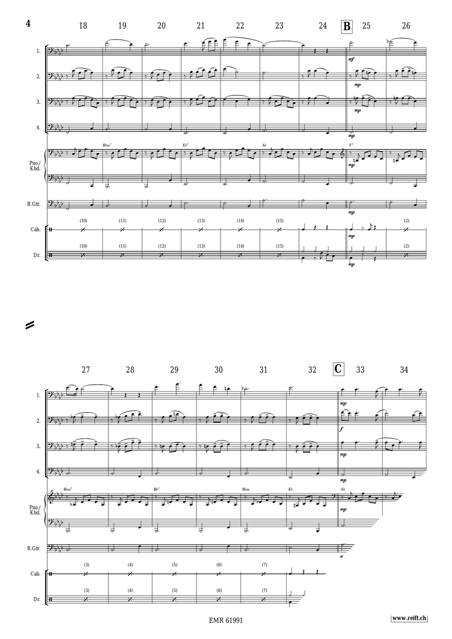 The Three Little Reindeer Trombone Quartet scores gallery preview page 4