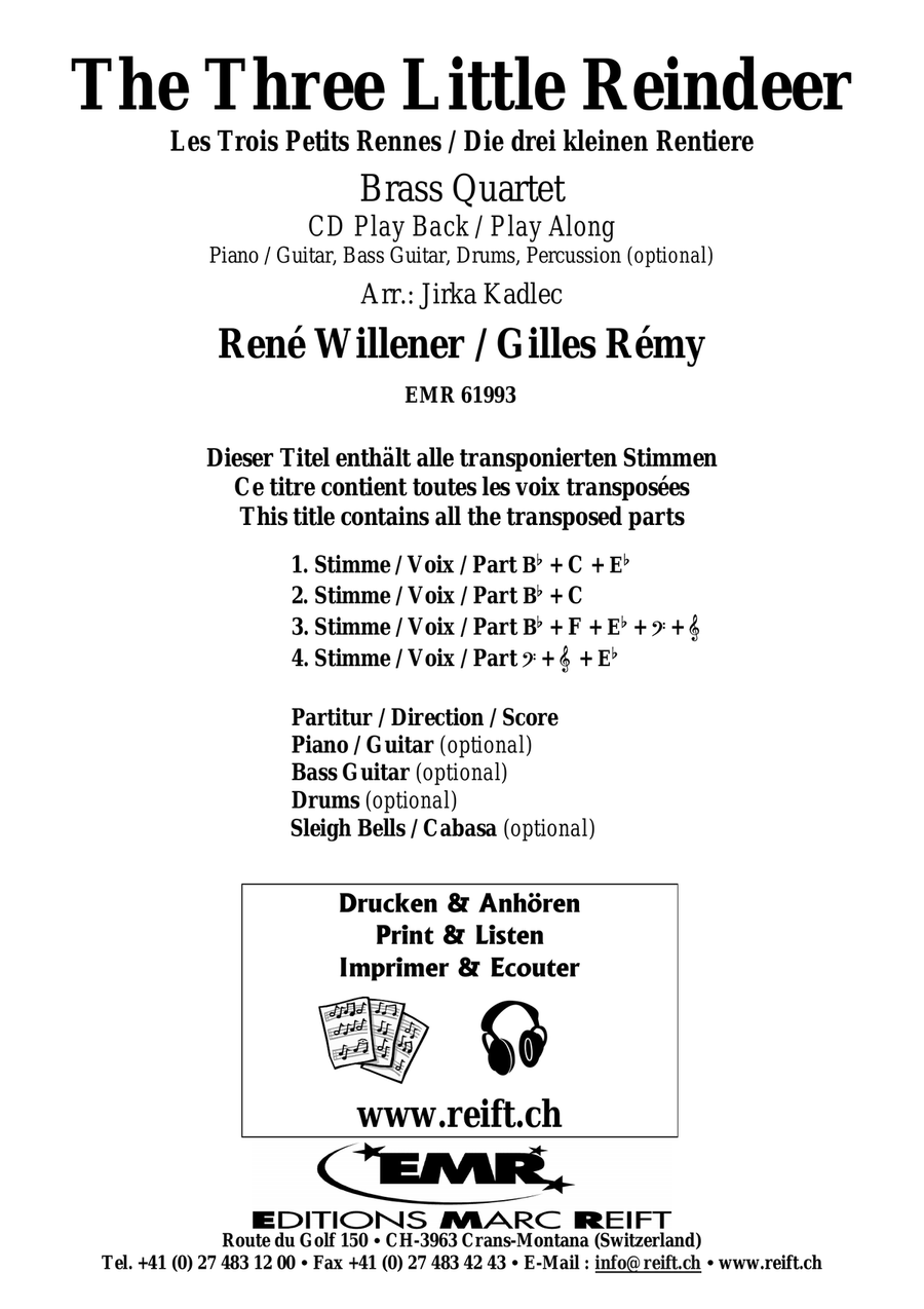 The Three Little Reindeer Brass Quartet scores gallery preview page 2
