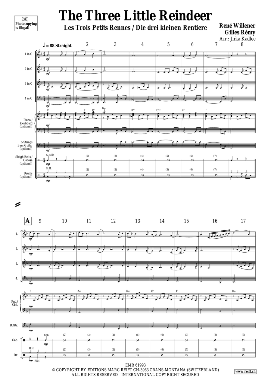 The Three Little Reindeer Brass Quartet scores gallery preview page 3
