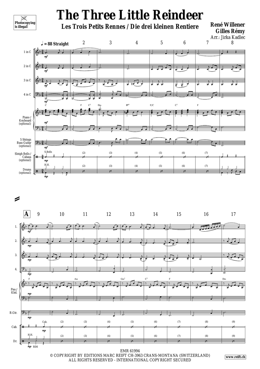 The Three Little Reindeer Woodwind Quartet scores gallery preview page 3