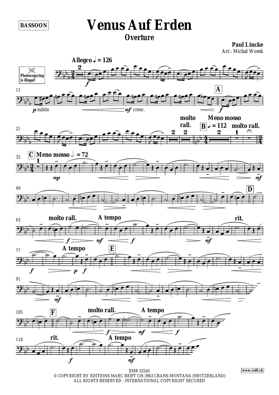 Venus Auf Erden by Paul Lincke Bassoon Solo - Sheet Music page 3