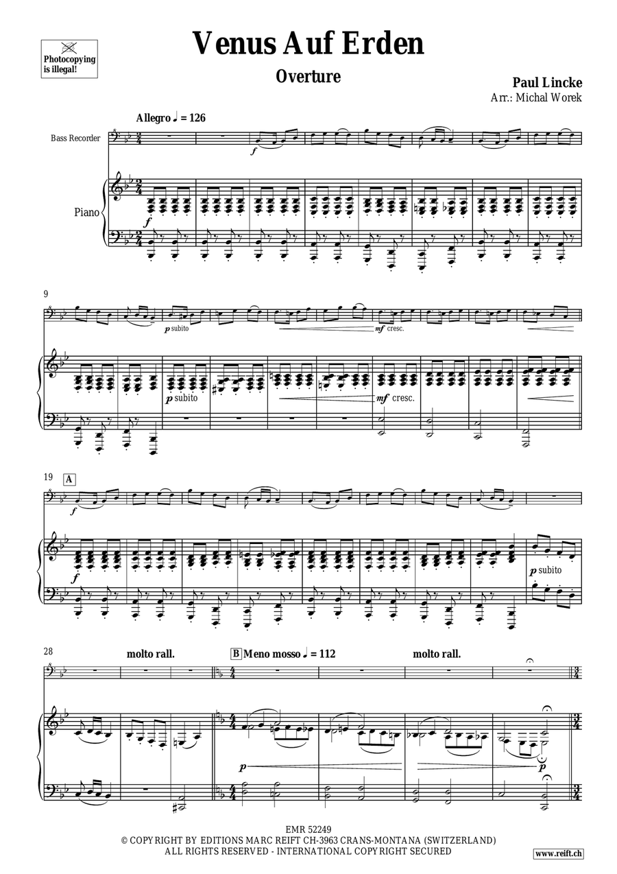 Venus Auf Erden by Paul Lincke Bass Recorder - Sheet Music page 4
