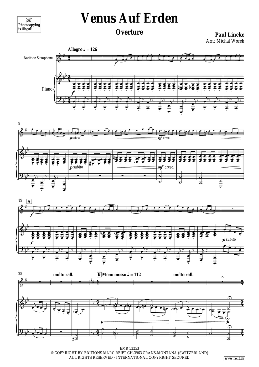 Venus Auf Erden by Paul Lincke Baritone Saxophone - Sheet Music page 4