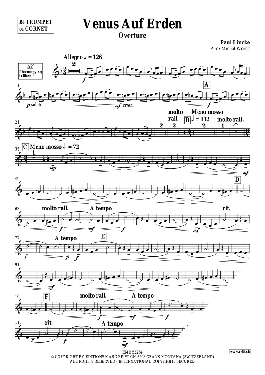 Venus Auf Erden by Paul Lincke Cornet - Sheet Music page 3